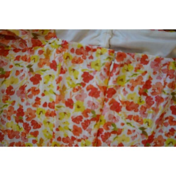 BCBGeneration Fit & Flare Dress Womens 6 Orange Ditsy Floral Puff Short Sleeve - Picture 8 of 12